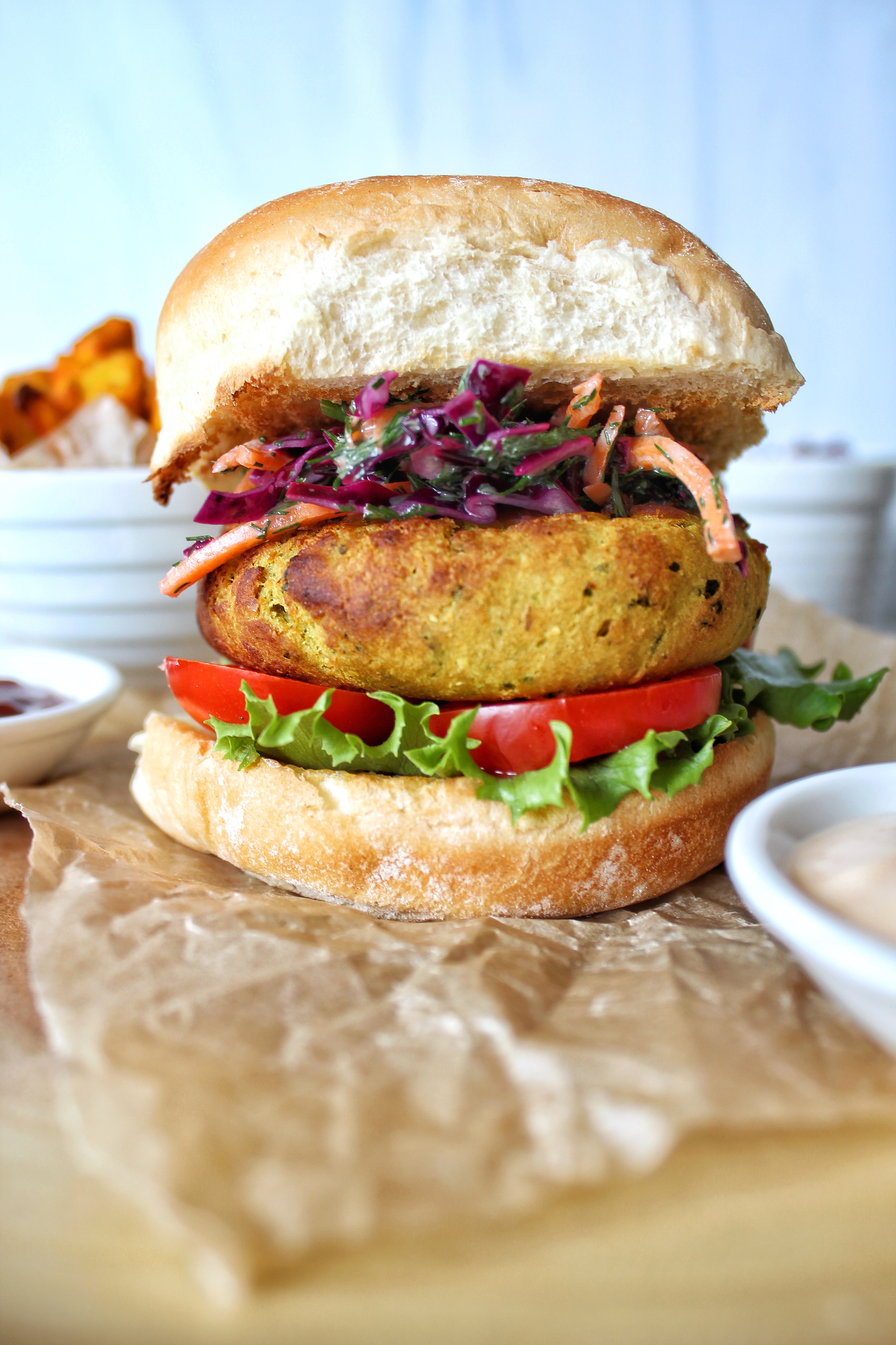 curry chickpea and sweet potato burgers